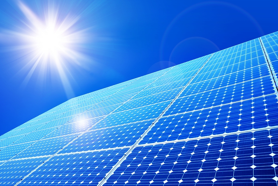 Solar panel against blue sky
